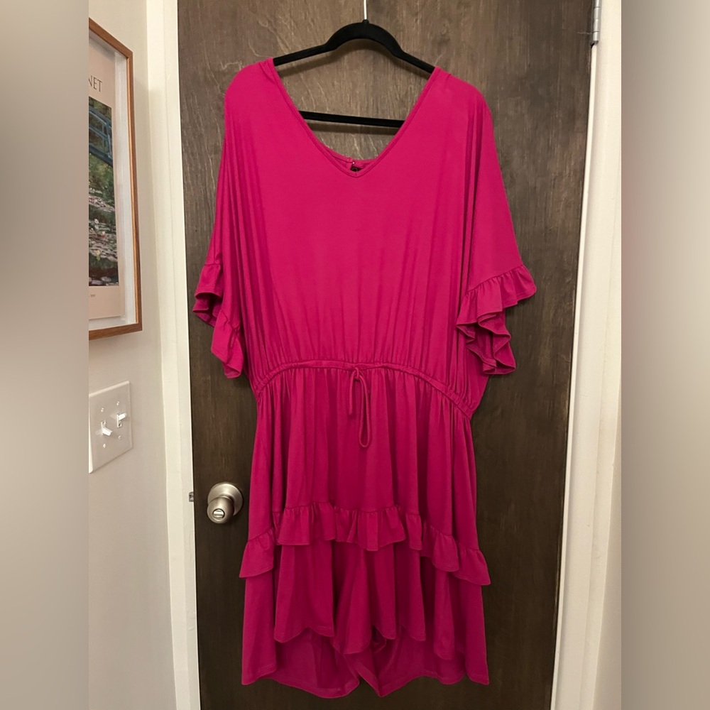 Vibrant Pink Chic Soul Ruffle Romper
